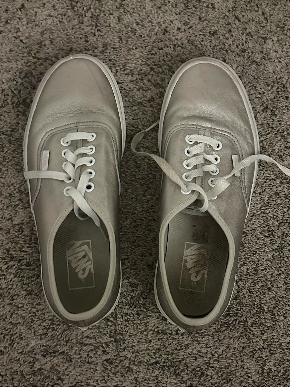VANS Silver Canvas Lace-Up Sneaker Rubber Sole Womens 9 US
